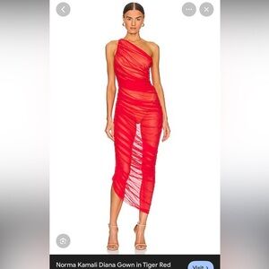 Norma Kamali Diana Gown in Tiger Red